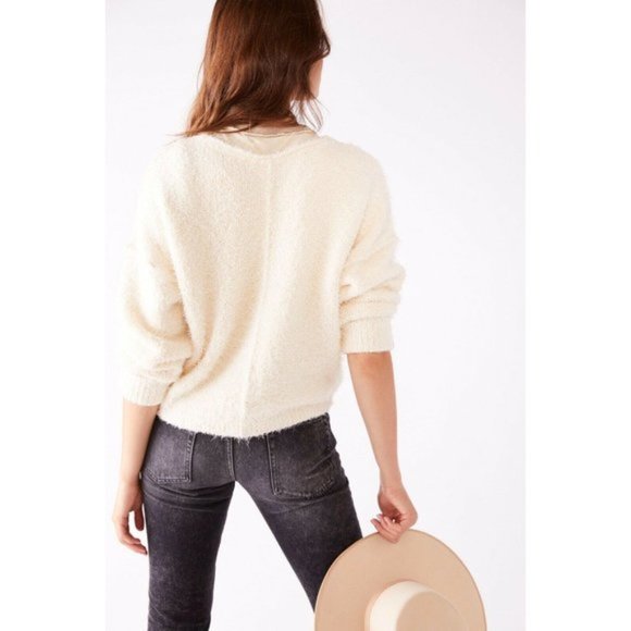 Free People Icing V-neck Ivory Pullover Sweater NWT Size XL - Picture 4 of 16